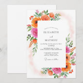 Tangerine Effervescent Summer Wedding Kaart (Voorkant / Achterkant)