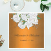 Tangerine Elegantie en Witte Rozen Bruiloft Servet