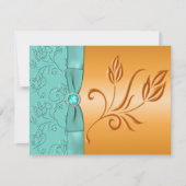 Tangerine- en Aqua FAUX-jodenkaart met RSVP (Voorkant)