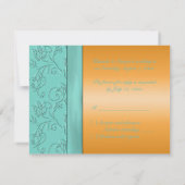Tangerine- en Aqua FAUX-jodenkaart met RSVP (Achterkant)