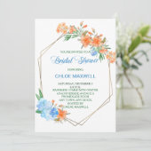 Tangerine en Blauwe Floral Lijst Vrijgezellenfeest Kaart (Staand voorkant)