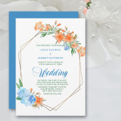 Tangerine en Blue Floral Lijst Wedding Kaart