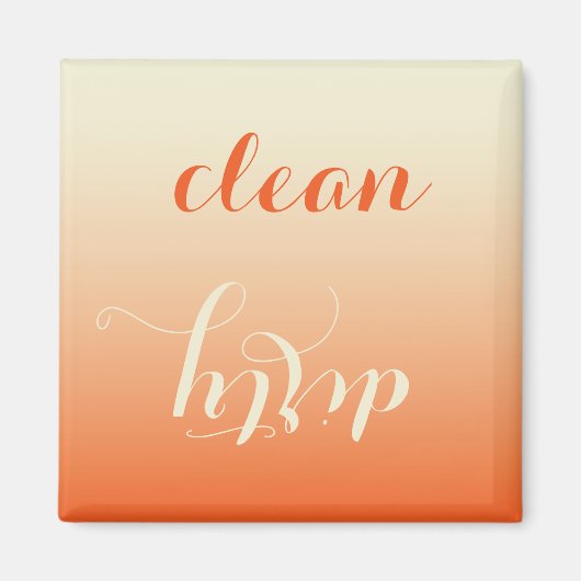 Tangerine en Cream Clean Vuile Vaatwasser Magneet (Voorkant)