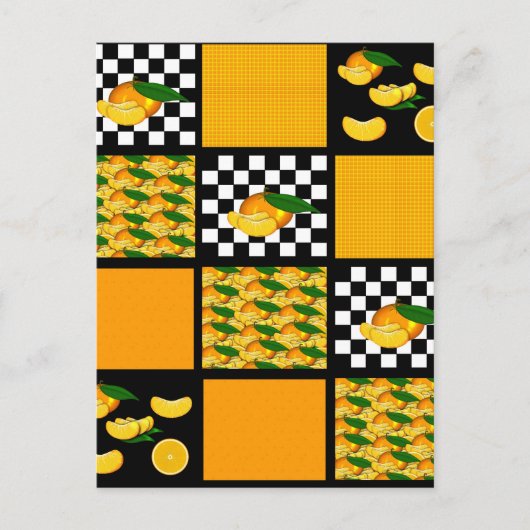 Tangerine en geruite patchwork briefkaart (Voorkant)