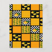 Tangerine en geruite patchwork briefkaart (Voorkant)