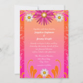 Tangerine en Hot Pink Bloemen Huwelijksuitnodiging Kaart (Voorkant)
