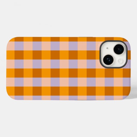 Tangerine en lavender gingham Case-Mate iPhone case (Achterkant (horizontaal))