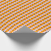 Tangerine en lavender gingham controleert patroon cadeaupapier (Hoek)
