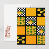 Tangerine en Plaid Patchwork Briefkaart (Voorkant / Achterkant)
