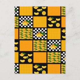 Tangerine en Plaid Patchwork Briefkaart