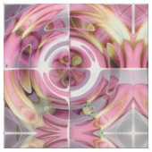 Tangerine en Roze Abstracte Collage Stof (Close Up)