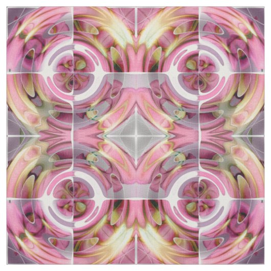 Tangerine en Roze Abstracte Collage Stof (Swatch)