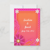 Tangerine en Roze Bloemen Huwelijk Save the Date (Achterkant)