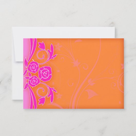 Tangerine en roze rozen bruiloft save the date (Achterkant)