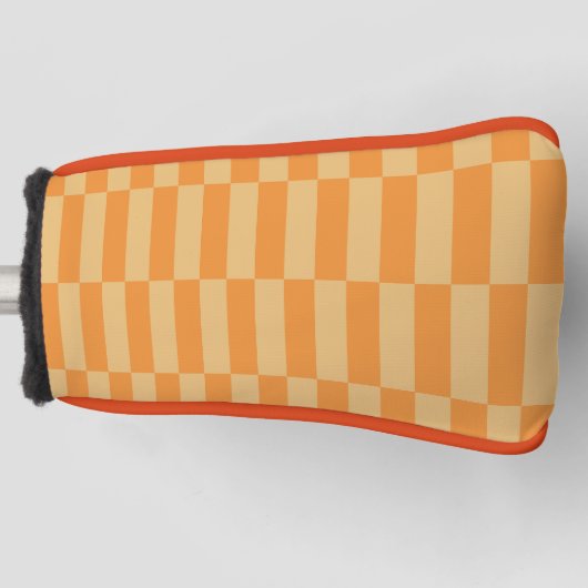 Tangerine en Tarwebes Striped Patroonontwerp Golfheadcover (Voorkant)