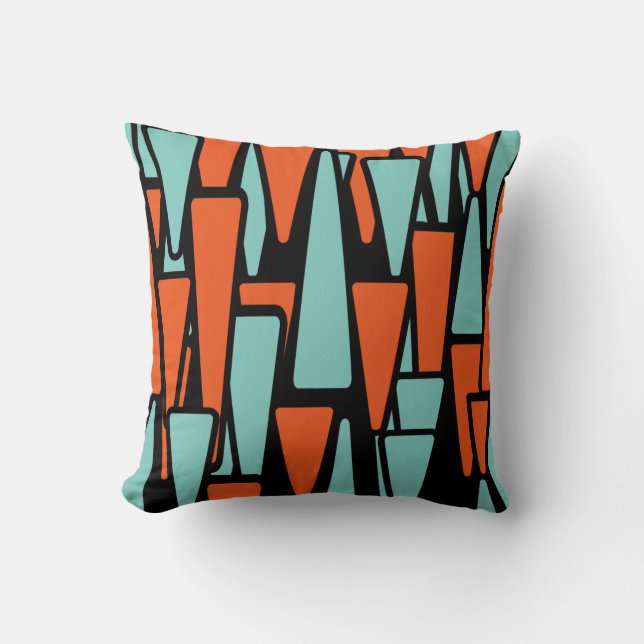 Tangerine en Turquoise kussen abstract ontwerp (Voorkant)