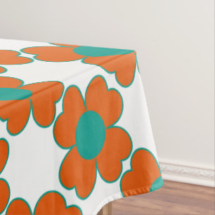 Tangerine en Turquoise Water Heart Flowers Tafelkleed