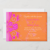 Tangerine en vlammend Roos Modern Wedding Invites Kaart (Voorkant)