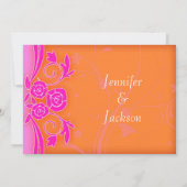 Tangerine en vlammend Roos Modern Wedding Invites Kaart (Achterkant)