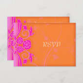 Tangerine en vlammende roze rozen bruiloft RSVP (Voorkant / Achterkant)