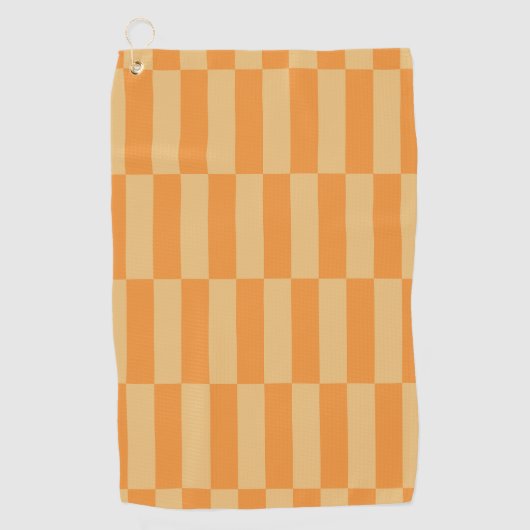 Tangerine en Wheatberry Gestreepte Patroon Ontwerp Golfhanddoek (Voorkant)