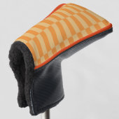 Tangerine en Wheatberry Gestreepte Patroon Ontwerp Golfheadcover (3/4 voorkant)