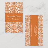 Tangerine en White Damask Visitekaartje (Voorkant / Achterkant)