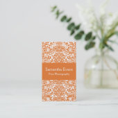 Tangerine en White Damask Visitekaartje (Staand voorkant)