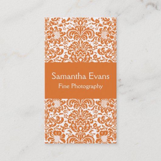 Tangerine en White Damask Visitekaartje (Voorkant)