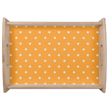 Tangerine en witte polka stip serveerschaal