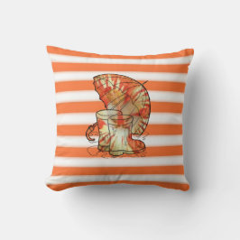 Tangerine en witte streep paraplu & regen boot kussen