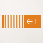 Tangerine en witte strepen, op maat gesneden yogamat (Voorkant (horizontaal))