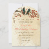 Tangerine Fall Leaves  Bird Wedding Invite Kaart (Voorkant)