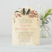 Tangerine Fall Leaves Bird Wedding Invite Kaart (Staand voorkant)