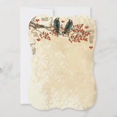 Tangerine Fall Leaves  Bird Wedding Invite Kaart (Achterkant)