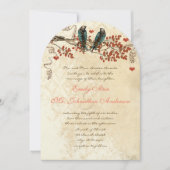 Tangerine Fall Leaves  Bird Wedding Invite Kaart (Voorkant)