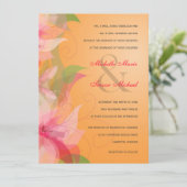 Tangerine Floral Fall Wedding Invitations Kaart (Staand voorkant)
