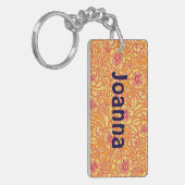 Tangerine Floral Persoonlijke Sleutelhanger (Voorkant Links)