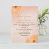 Tangerine Floral Waterverf Wedding Kaart (Staand voorkant)