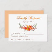 Tangerine Floral Wedding Repetitie Diner RSVP (Voorkant / Achterkant)