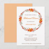 Tangerine Floral Wreath Wedding Rehearsal Dinner Kaart (Voorkant / Achterkant)