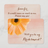 Tangerine Floral zal je mijn Bridesmaid zijn Kaart (Voorkant / Achterkant)