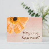 Tangerine Floral zal je mijn Bridesmaid zijn Kaart (Staand voorkant)