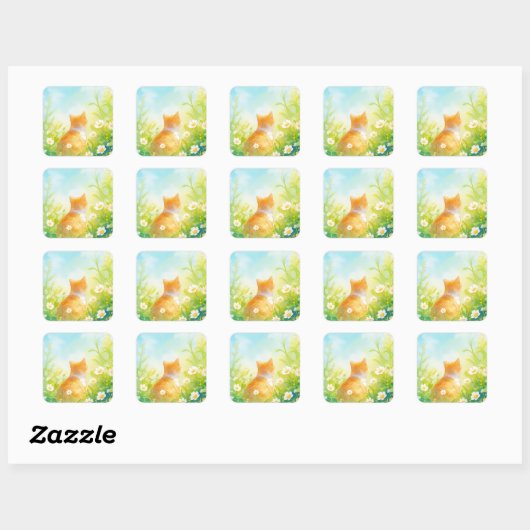 Tangerine Flower Garden Vierkante Sticker (Vel)