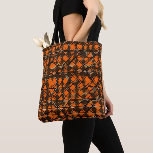 Tangerine geruit Tas: Vibrant stijlstatement" Tote Bag (Dichtbij)