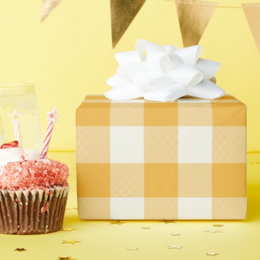 Tangerine Gingham - Wrapping Paper Cadeaupapier (Verjaardagsfeest)