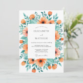 Tangerine Graceful Spring Wedding Kaart (Staand voorkant)