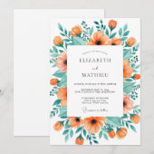 Tangerine Graceful Spring Wedding Kaart (Voorkant / Achterkant)