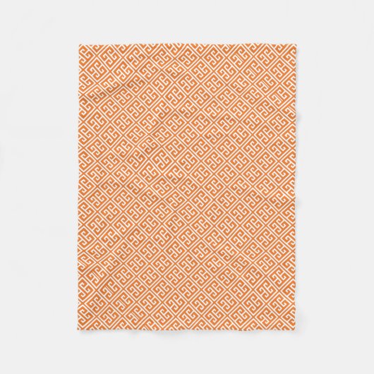 Tangerine Greek Key Patroon Fleece Deken (Voorkant)