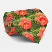 Tangerine Hawaiian Hibiscus Stropdas (Opgerold)